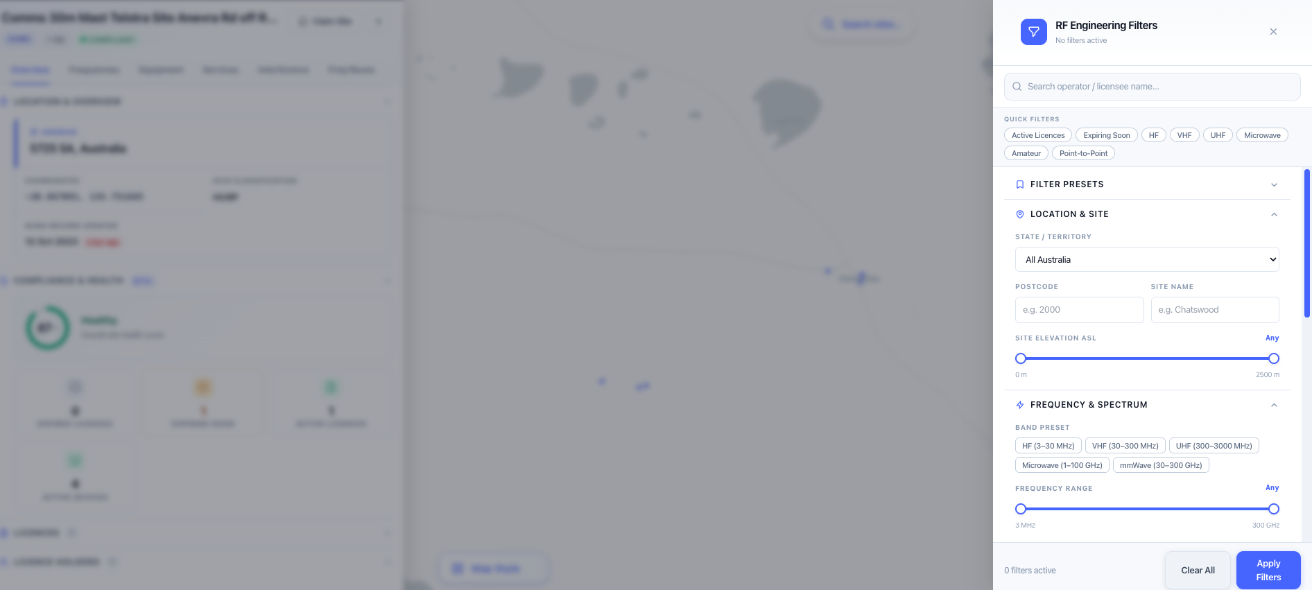 Filter panel with 25 plus parameters, URL persisted for sharing across an engineering team.