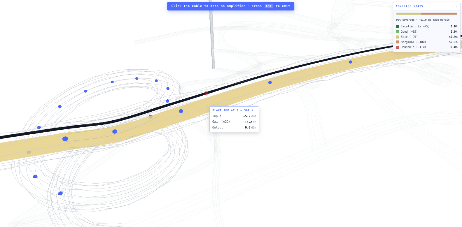 Place amp mode with the position preview, plus one-click auto-spacing along every run.