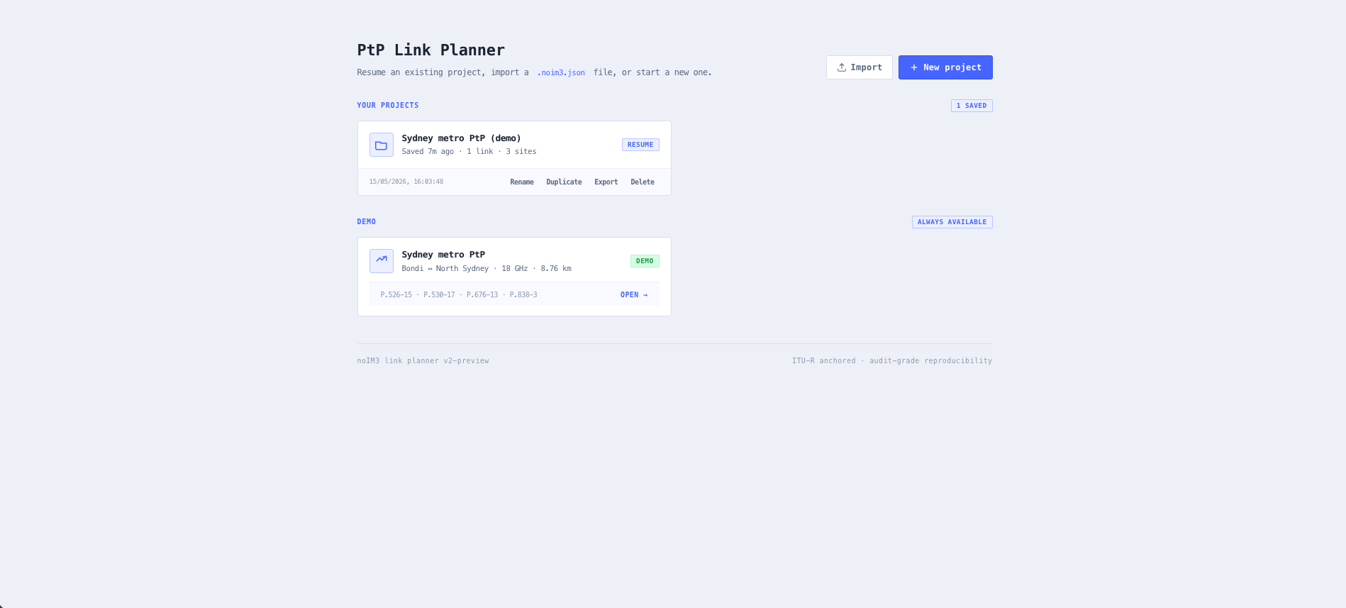 Select a bundled demo project or start a new one from the project picker.